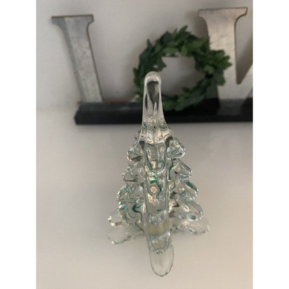 Vintage ROC Clear Crystal Green Ribbon Christmas Tree or Paperweight 4.5" Taiwan - Picture 7 of 16